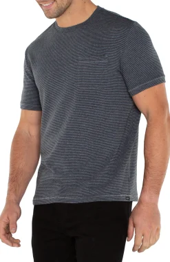 Shirts|Tees-Liverpool Los Angeles SHORT SLEEVE TEE WITH POCKET Greybluestripe