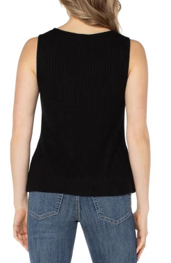 Tees-Liverpool Los Angeles SLEEVELESS BOAT NECK RIB KNIT TOP Black