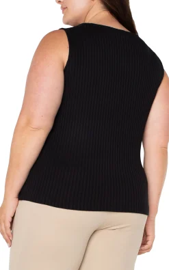 Tops-Liverpool Los Angeles SLEEVELESS BOAT NECK RIB KNIT TOP Black