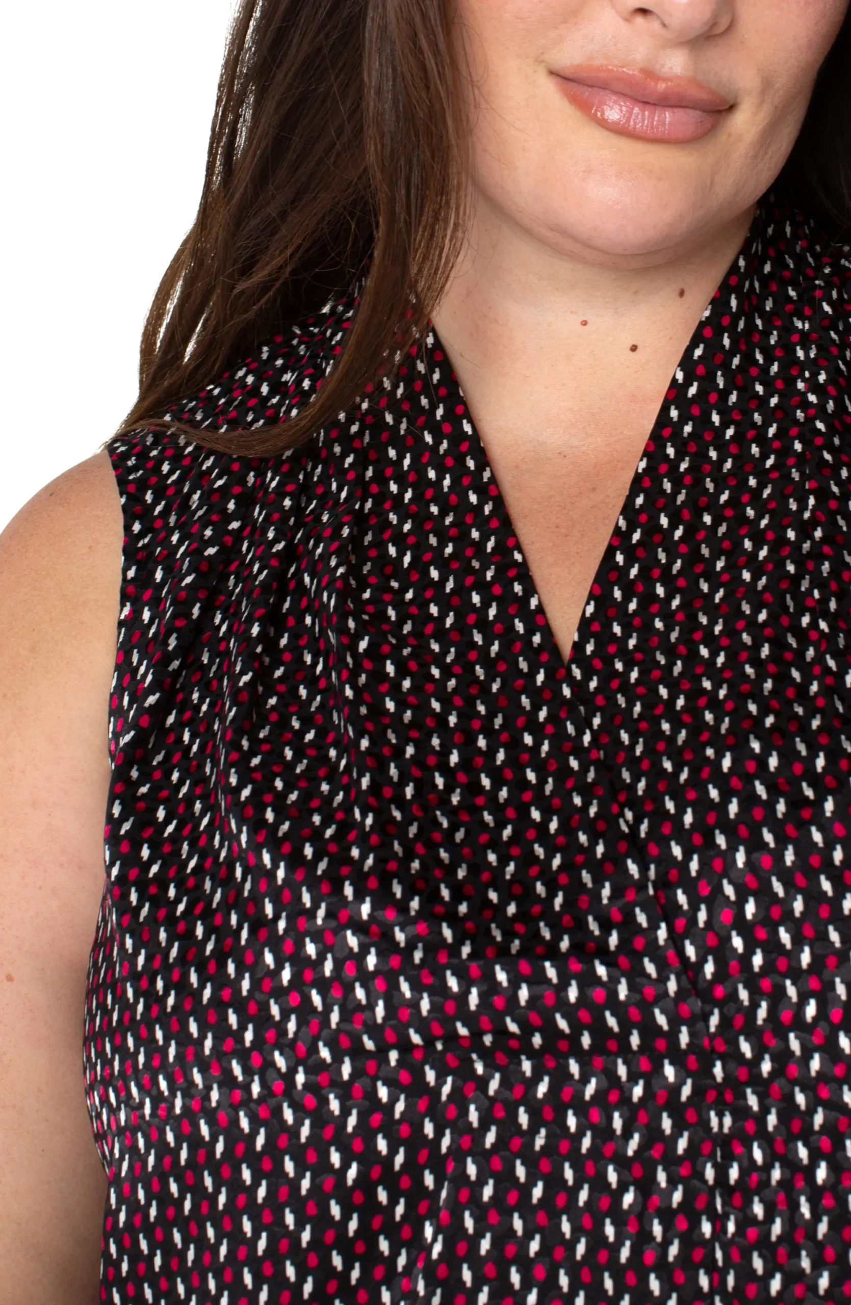 Tops-Liverpool Los Angeles SLEEVELESS PLEATED NECK WOVEN BLOUSE Starrubydot
