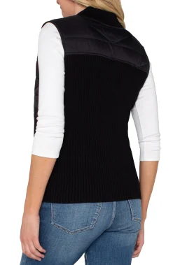 Jackets-Liverpool Los Angeles SLEEVELESS QUILTED FULL ZIP SWEATER VEST Black