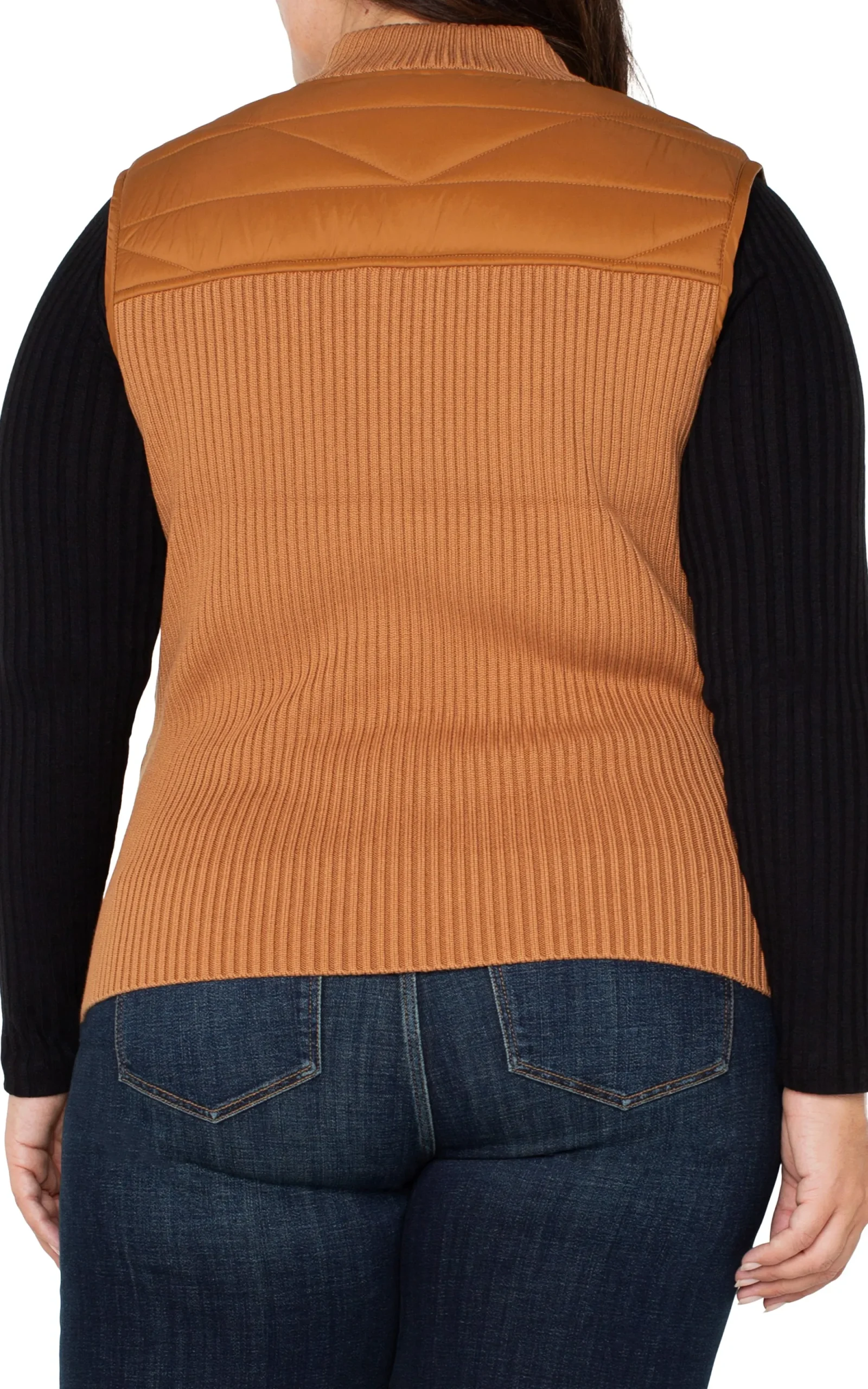 Jackets-Liverpool Los Angeles SLEEVELESS QUILTED FULL ZIP SWEATER VEST Turmeric
