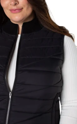 Jackets-Liverpool Los Angeles SLEEVELESS QUILTED FULL ZIP SWEATER VEST Black