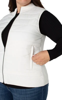 Jackets-Liverpool Los Angeles SLEEVELESS QUILTED FULL ZIP SWEATER VEST Porcelain