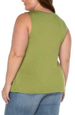 Tops-Liverpool Los Angeles SLEEVELESS SCOOP NECK TANK Avocado