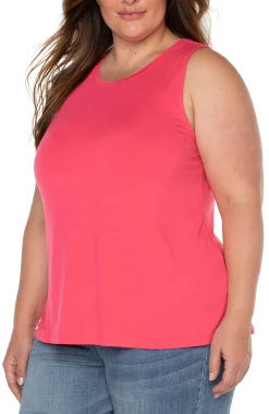 Tops-Liverpool Los Angeles SLEEVELESS SCOOP NECK TANK Watermelon