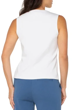 Tees-Liverpool Los Angeles SLEEVELESS V NECK KNIT TOP White