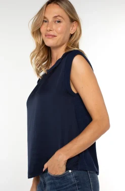 Tops|Tees-Liverpool Los Angeles SLEEVELESS WOVEN KNIT TOP Darknavy