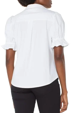 Tops-Liverpool Los Angeles SNAP FRONT KNIT SHIRT White