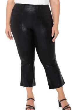 Pants-Liverpool Los Angeles STELLA KICK FLARE WITH WELT POCKETS Blackcracklecoated