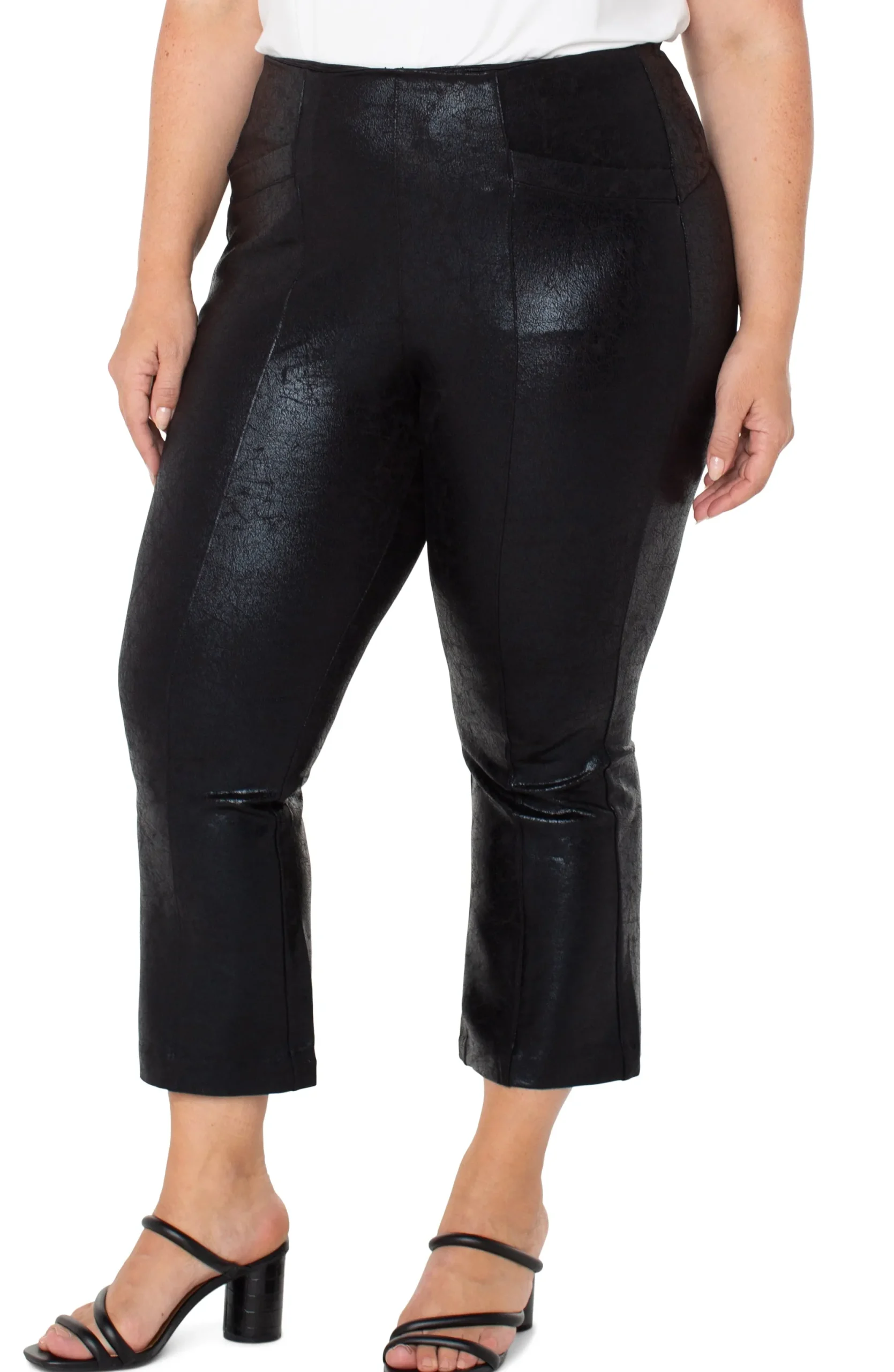 Pants-Liverpool Los Angeles STELLA KICK FLARE WITH WELT POCKETS Blackcracklecoated