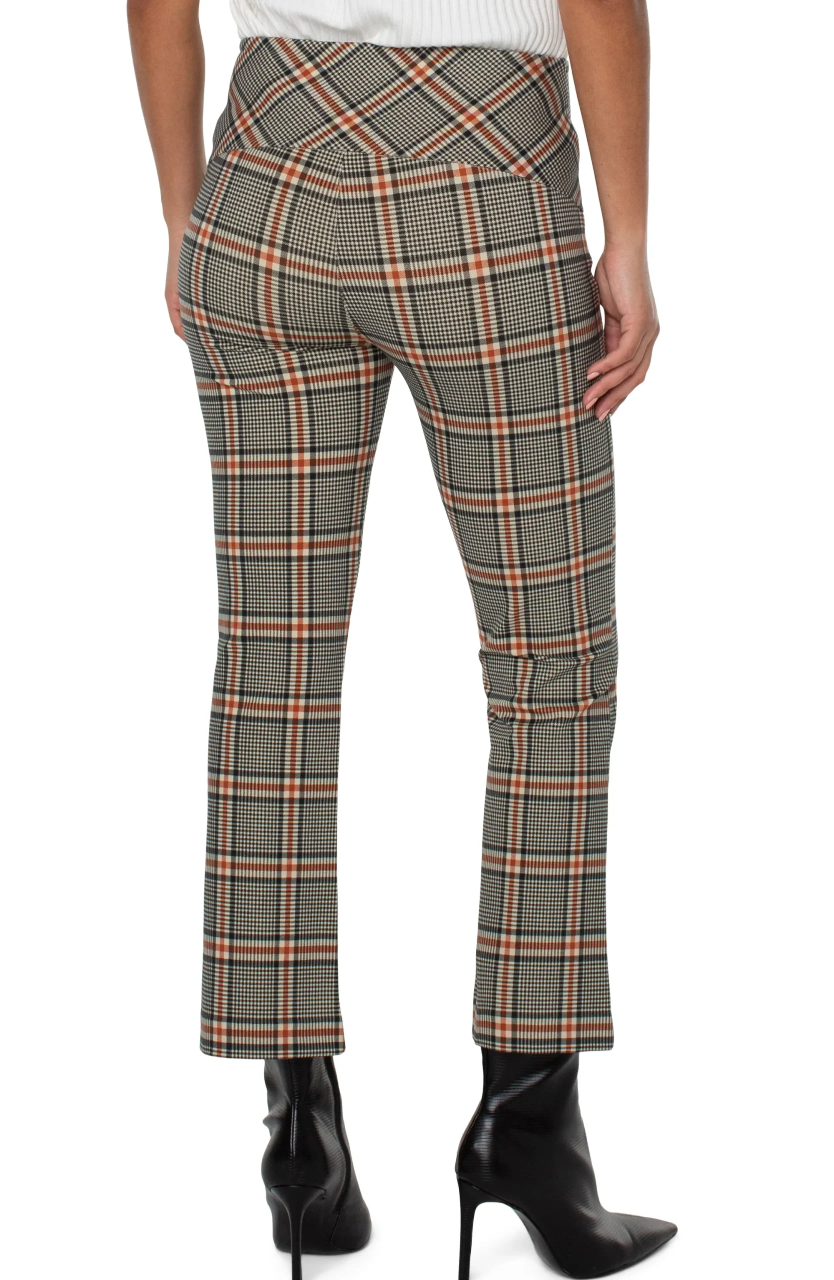 Knit Pull-On-Liverpool Los Angeles STELLA KICK FLARE WITH WELT POCKETS Blackcinnamontartanplaid