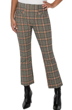 Knit Pull-On-Liverpool Los Angeles STELLA KICK FLARE WITH WELT POCKETS Blackcinnamontartanplaid