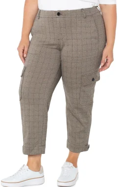 Pants-Liverpool Los Angeles UTILITY CARGO CROP WITH TAB HEM Peppercornplaid