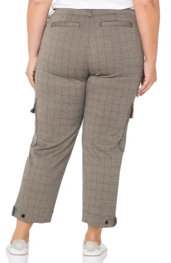 Pants-Liverpool Los Angeles UTILITY CARGO CROP WITH TAB HEM Peppercornplaid