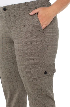 Pants-Liverpool Los Angeles UTILITY CARGO CROP WITH TAB HEM Peppercornplaid