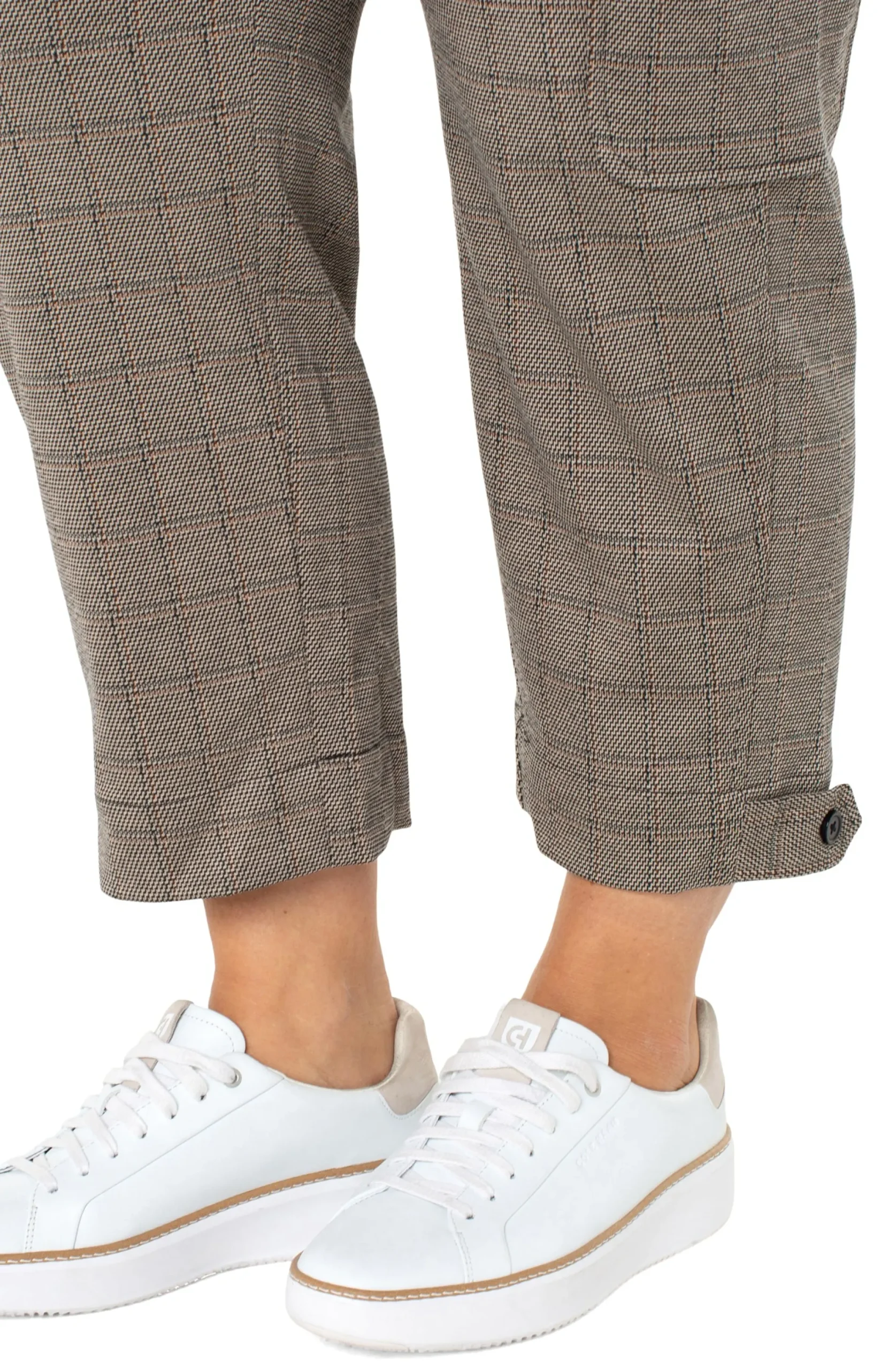 Pants-Liverpool Los Angeles UTILITY CARGO CROP WITH TAB HEM Peppercornplaid