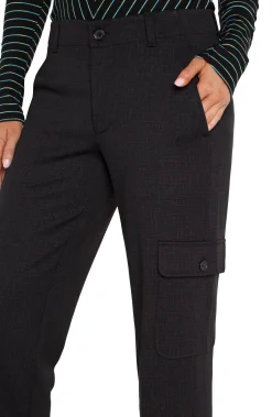 Pants|Utility Pants-Liverpool Los Angeles UTILITY CARGO CROP WITH TAB HEM Blackcrosshatch