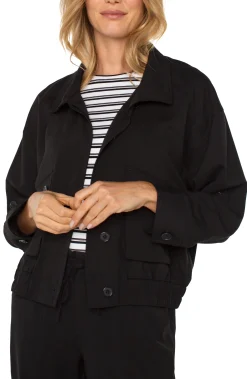 Jackets-Liverpool Los Angeles UTILITY JACKET WITH CINCH HEM Black