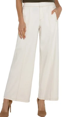 Jeans|Pants-Liverpool Los Angeles WIDE LEG TROUSER WITH ELASTIC WAISTBAND Antiqueecru