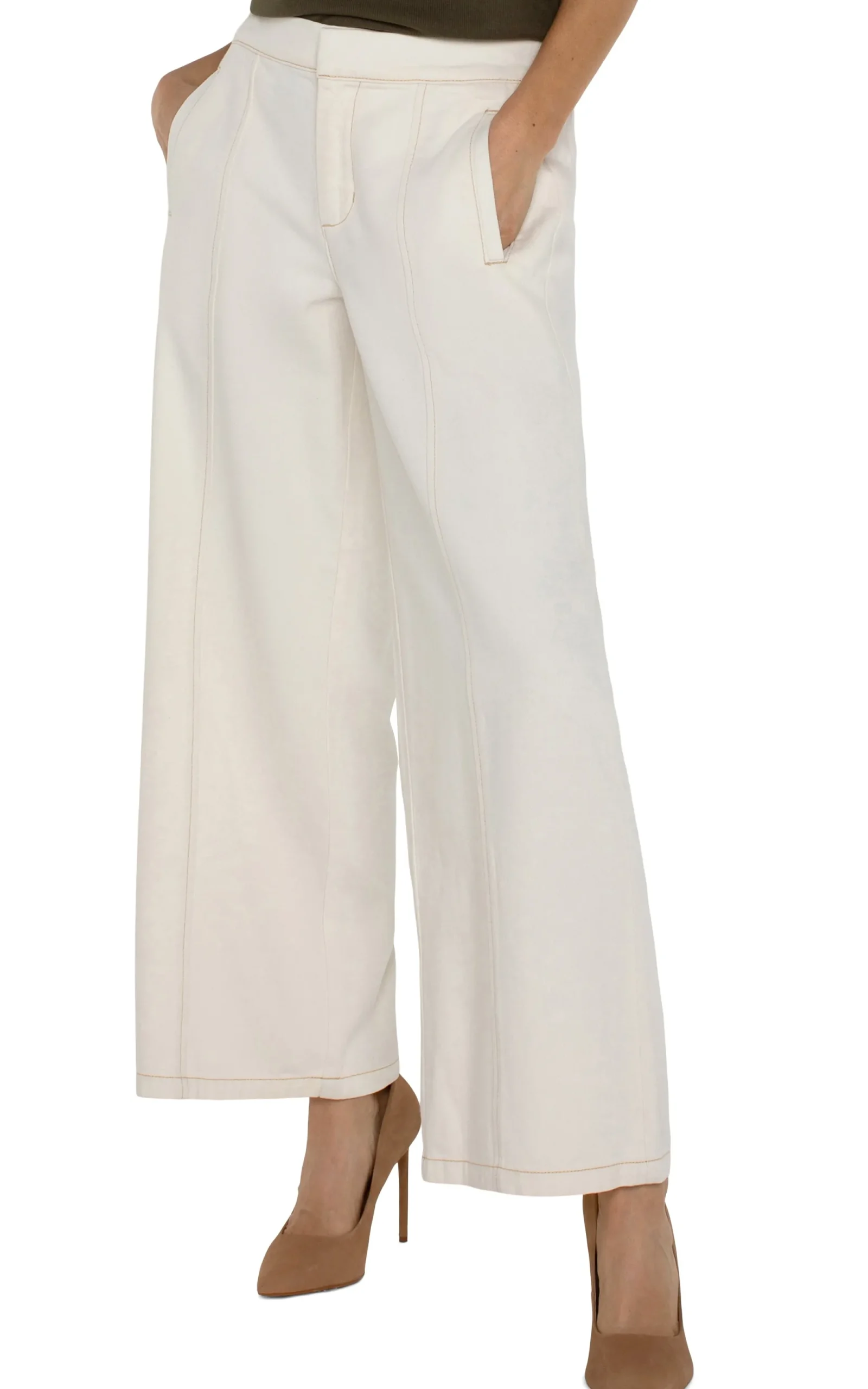 Jeans|Pants-Liverpool Los Angeles WIDE LEG TROUSER WITH ELASTIC WAISTBAND Antiqueecru