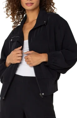 Jackets-Liverpool Los Angeles ZIP UP DOLMAN JACKET Black
